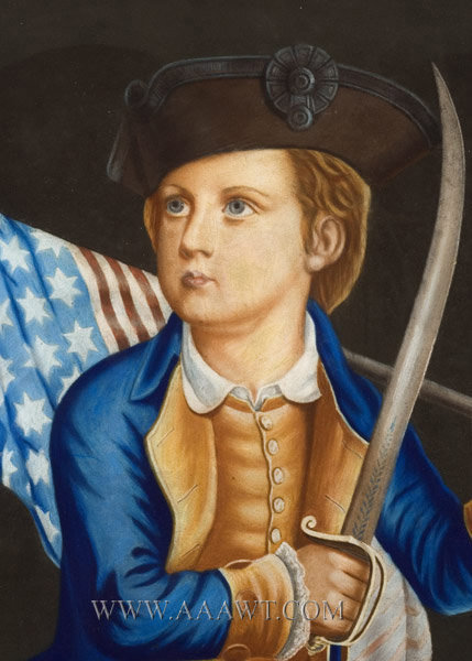 Crayon Portrait, Young Boy in Colonial Dress Holding Flag, Sword, Tricorn Hat
Nineteenth Century
Anonymous, entire view